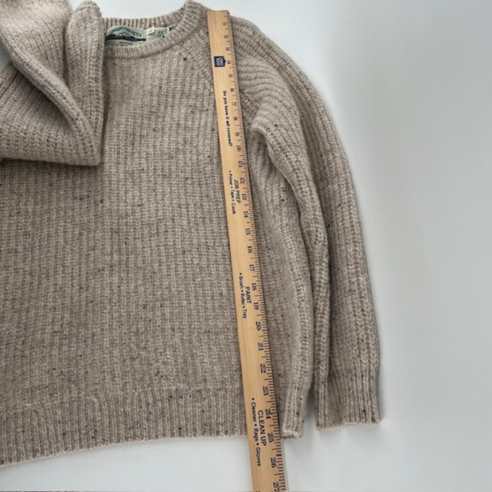 Aran Crafts 100% Wool Crewneck Sweater Womens L Oatmeal Speck Fisherman Ireland - Picture 7 of 8